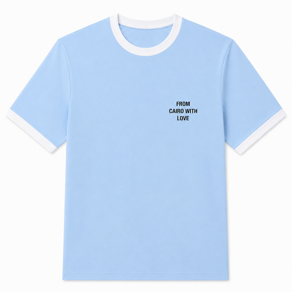 Baby blue ringer tee