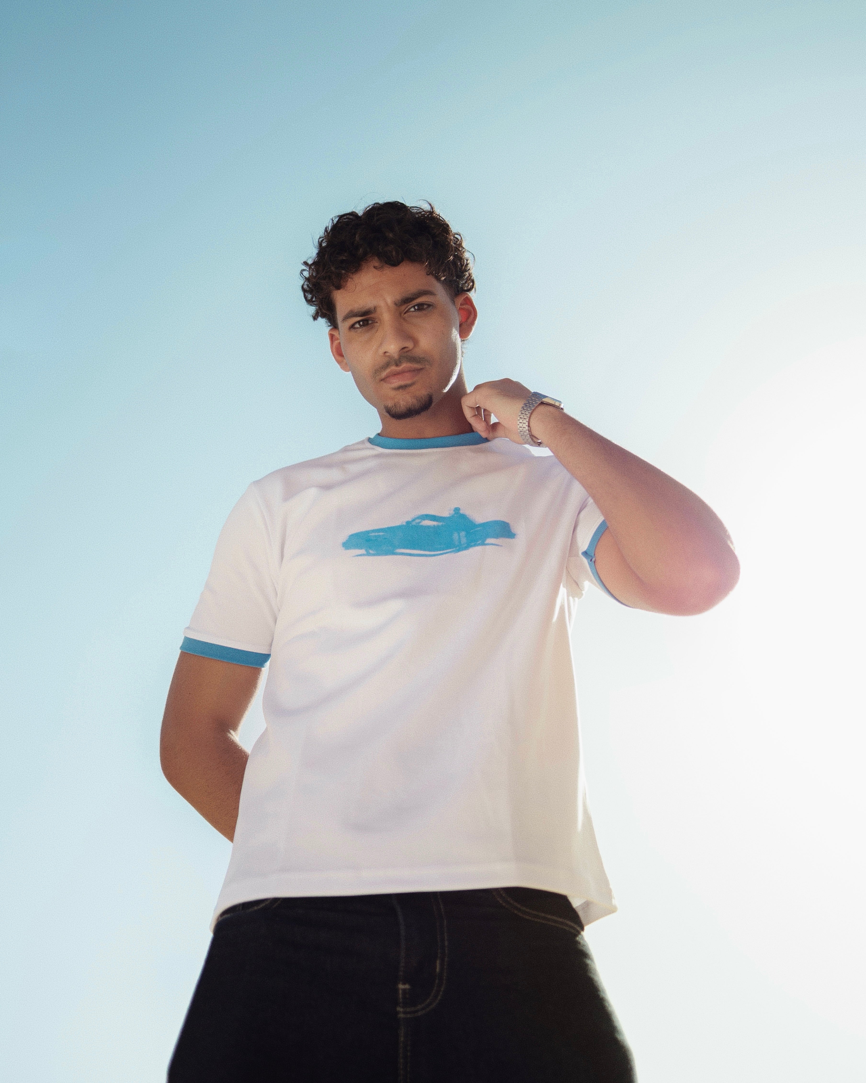 White ringer T-shirt