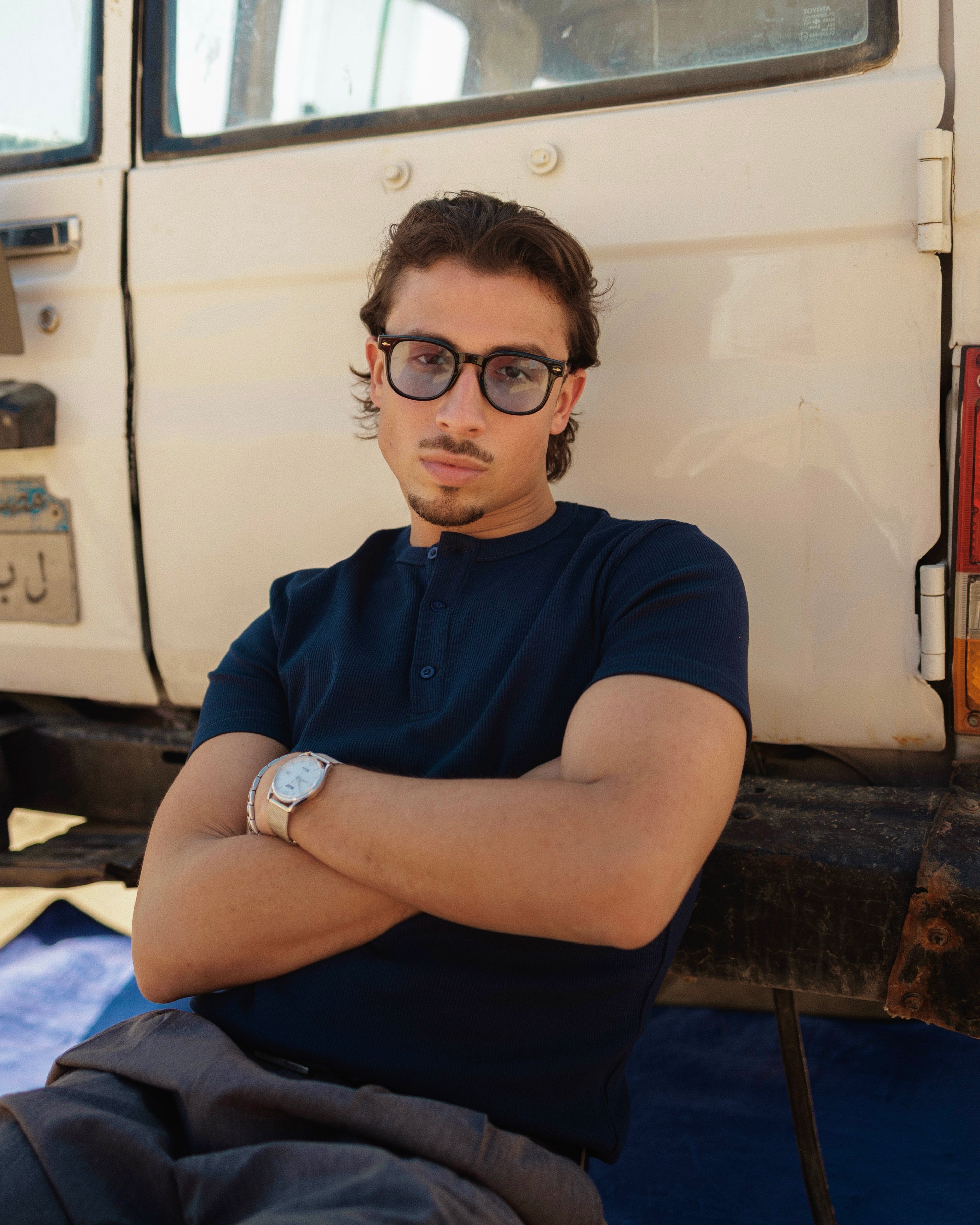 short sleeve Navy Henley shirt