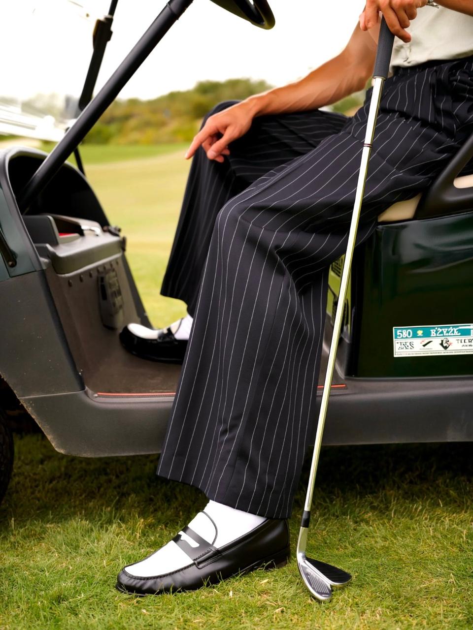 pinstripe black pants